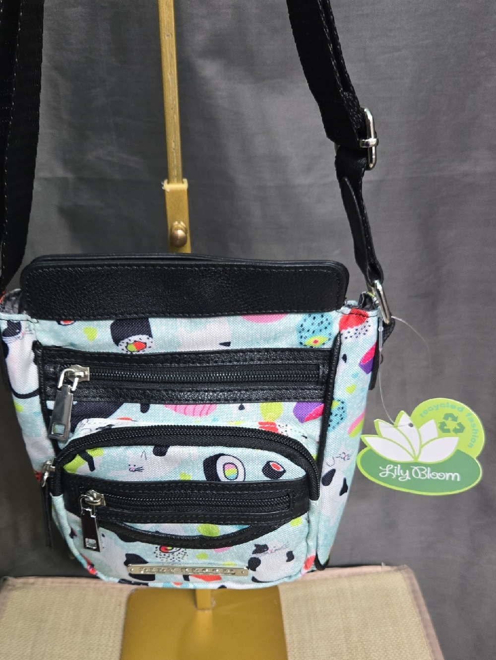 Lily Bloom Light Blue Sushi Pattern Crossbody Bag